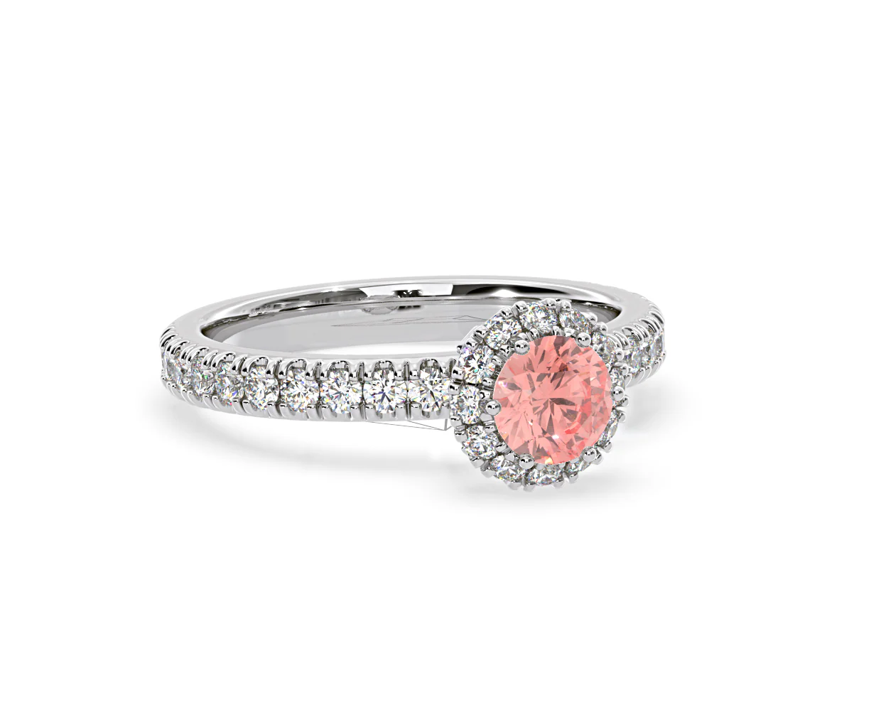 Alessandra Pink Lab Diamond 1.10.ct Halo Ring in 18K White Gold - Elara Collection - Image 81