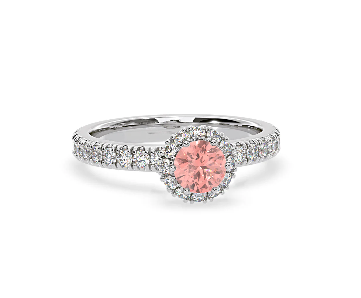 Alessandra Pink Lab Diamond 1.10.ct Halo Ring in 18K White Gold - Elara Collection - Image 84