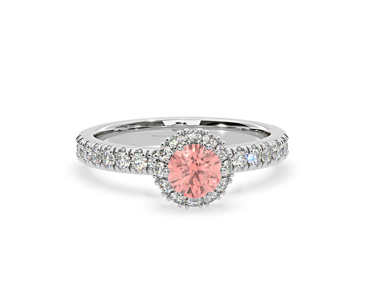 Alessandra Pink Lab Diamond 1.10.ct Halo Ring in 18K White Gold - Elara Collection - Image 85