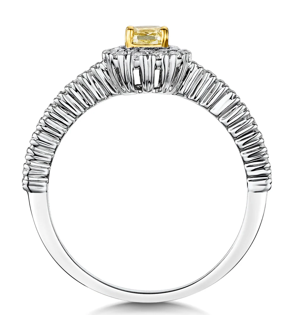 Alicia Yellow Diamond Halo Engagement Ring 0.55ct in 18K White Gold - Image 3