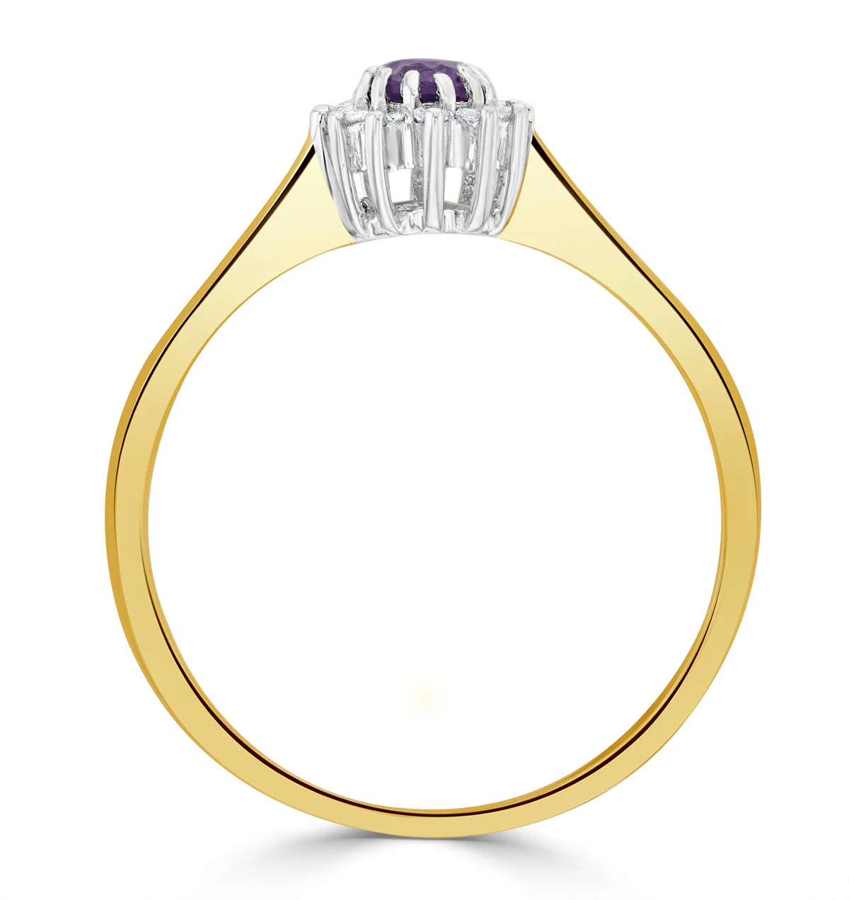 Amethsyt 0.15ct And Diamond 9K Gold Ring - Image 3