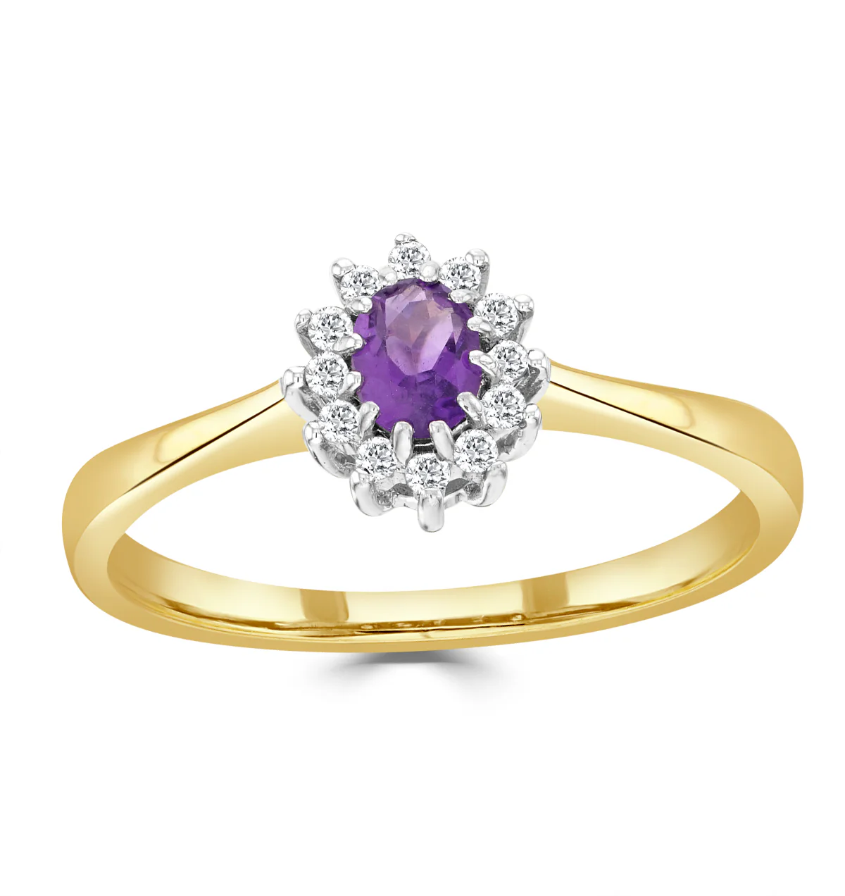 Amethsyt 0.15ct And Diamond 9K Gold Ring - Image 4