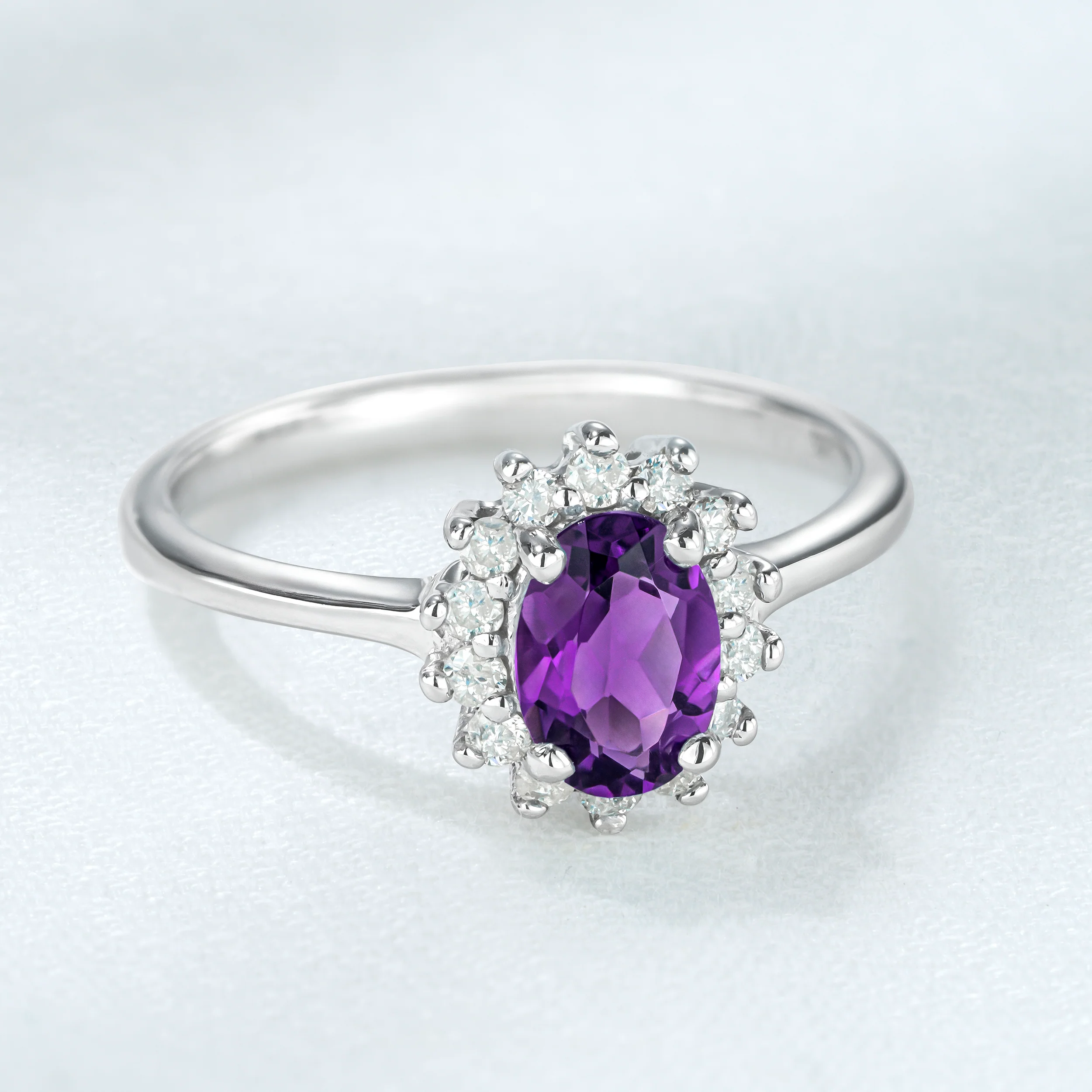 Amethyst 0.70ct And Diamond 925 Sterling Silver Ring - Image 7