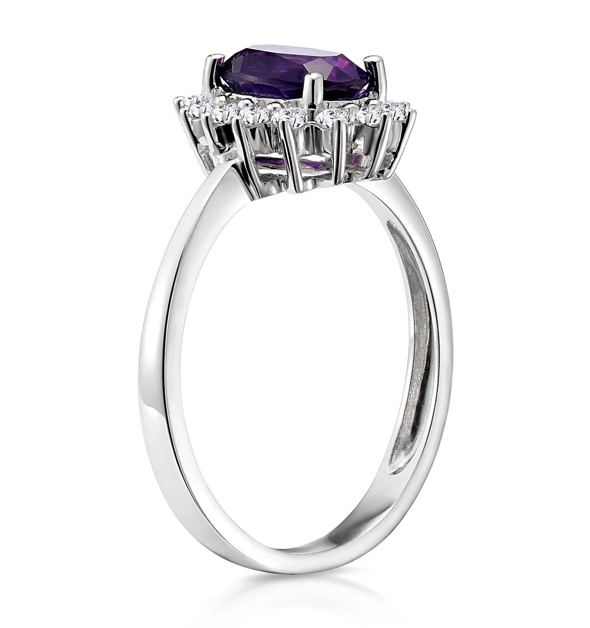 Amethyst 0.70ct And Diamond 9K White Gold Ring - Image 5