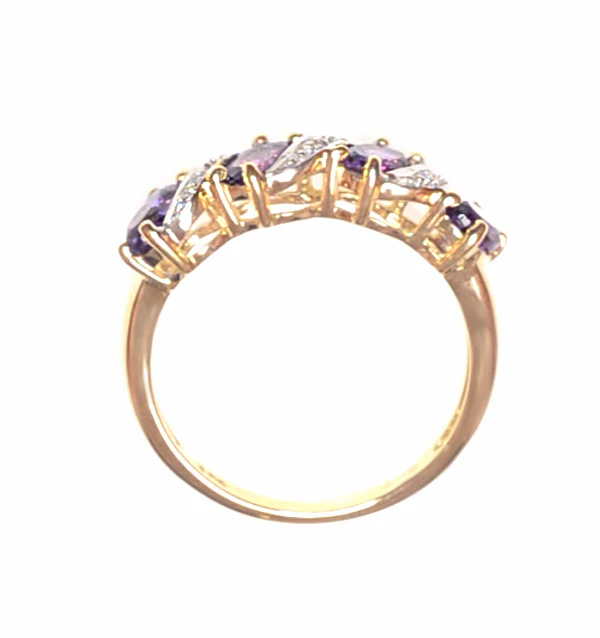 Amethyst 0.74ct And Diamond 9K Gold Ring - Image 3