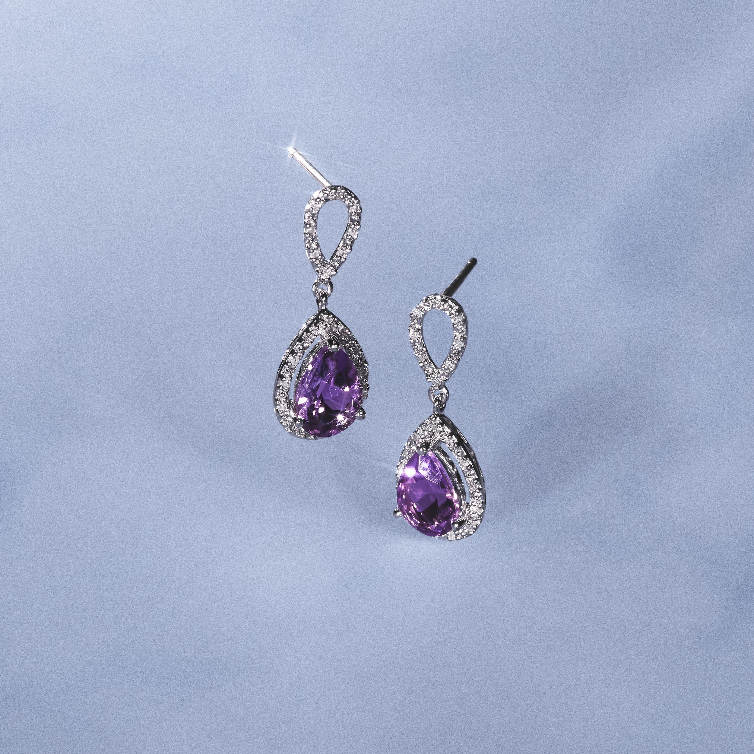 Amethyst 2.47CT And Diamond 9K White Gold Earrings - Image 5