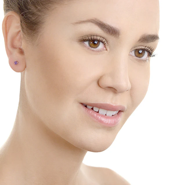 Amethyst 4mm 9K White Gold Studs Earrings - Image 3