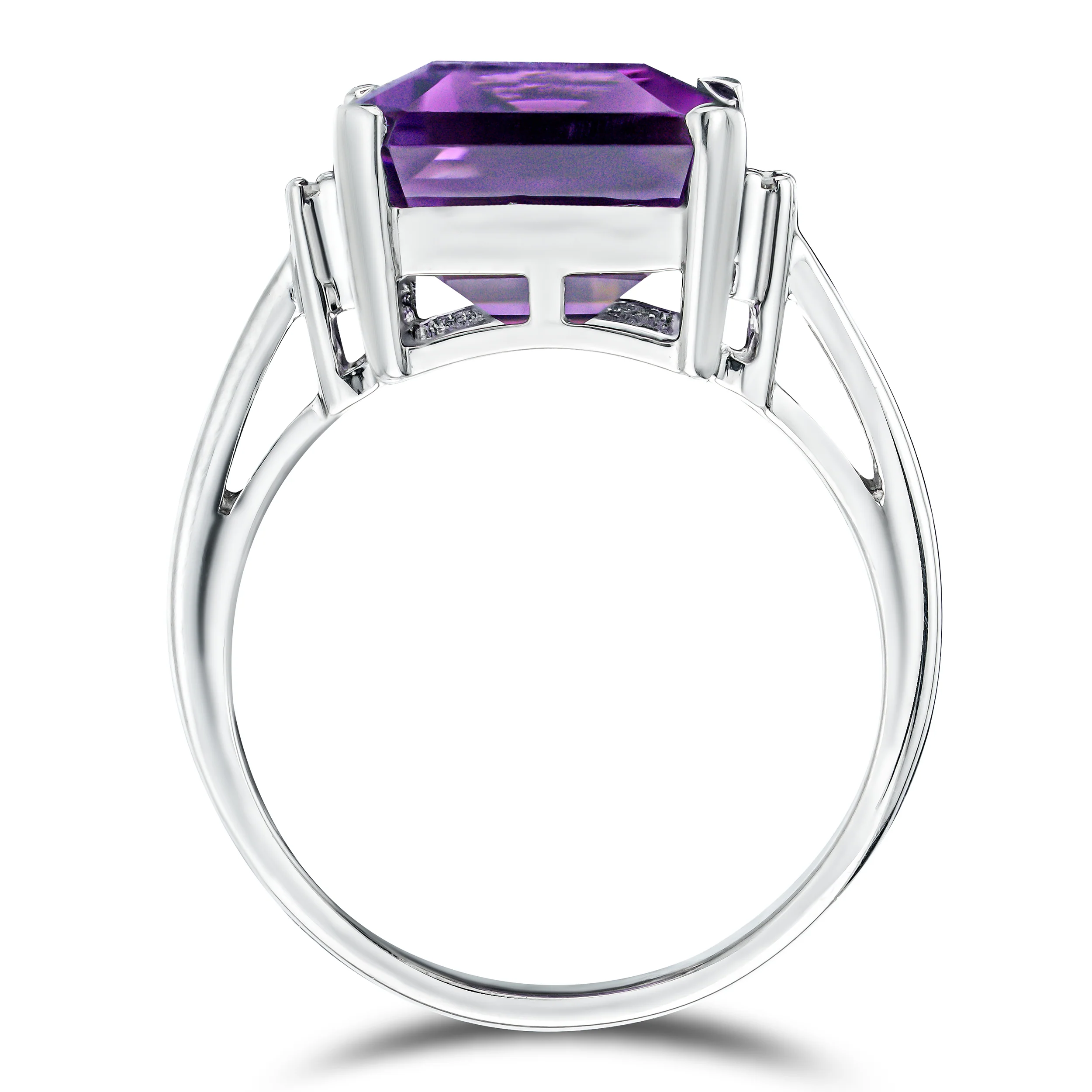 Amethyst 6.40ct And Diamond 925 Sterling Silver Ring - Image 2