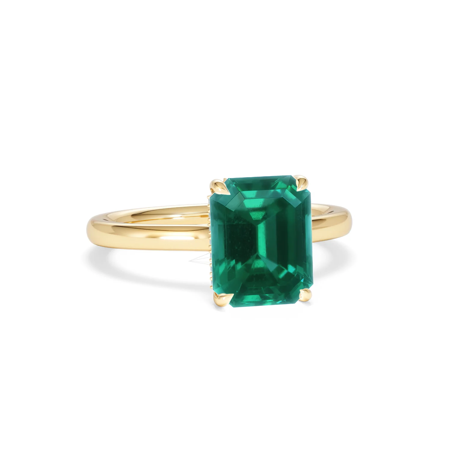 Amora Gem 2.00ct Emerald Cut Lab Emerald Hidden Halo Engagement Ring in 18K Yellow Gold - Image 12