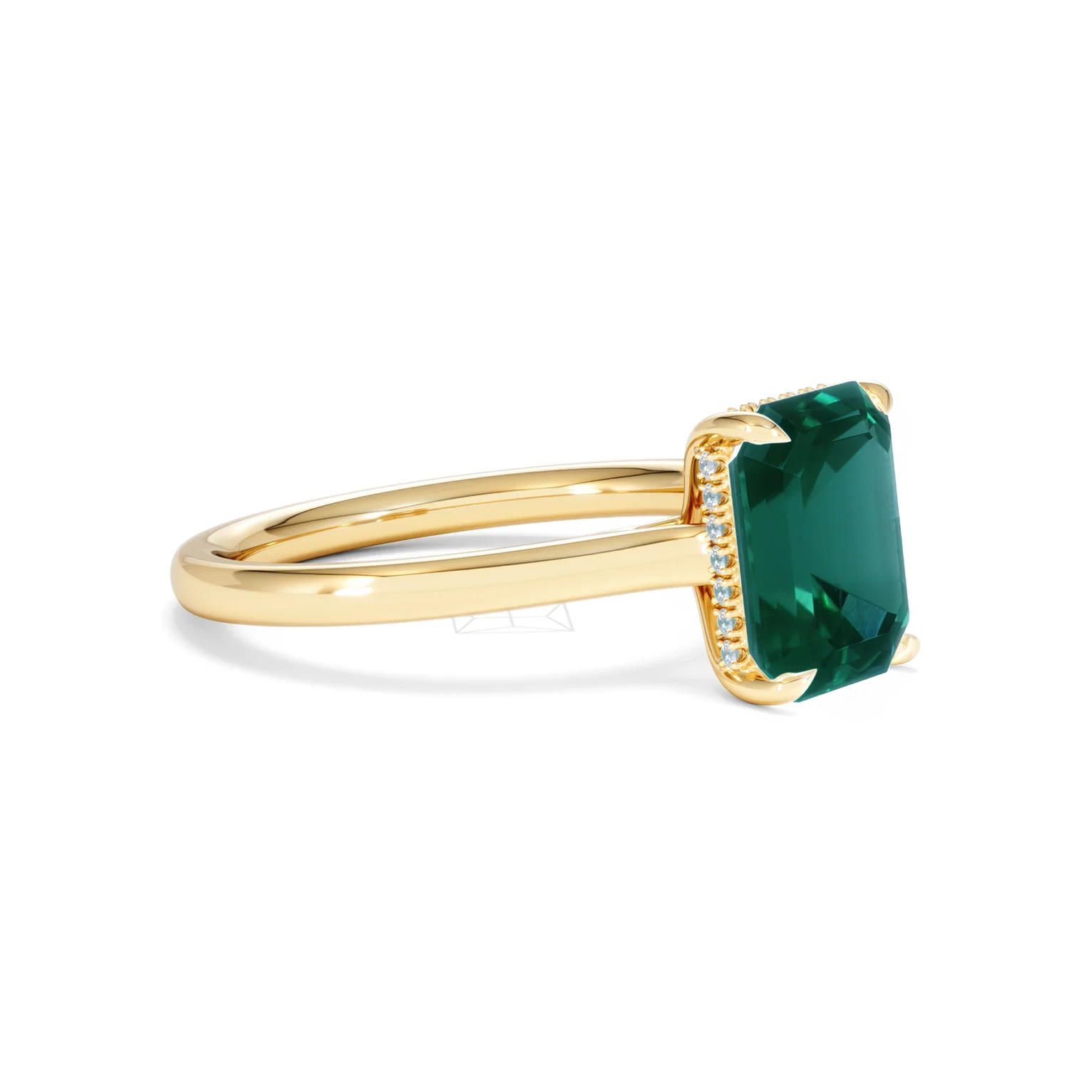 Amora Gem 2.00ct Emerald Cut Lab Emerald Hidden Halo Engagement Ring in 18K Yellow Gold - Image 20