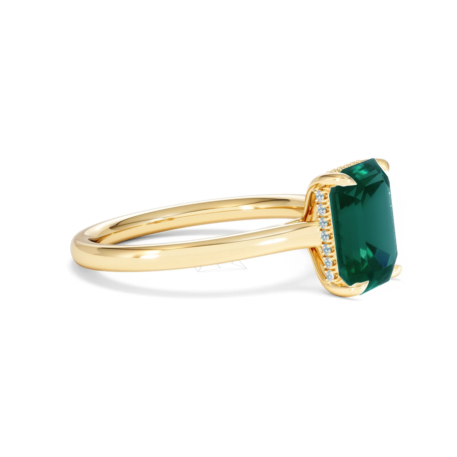 Amora Gem 2.00ct Emerald Cut Lab Emerald Hidden Halo Engagement Ring in 18K Yellow Gold - Image 22