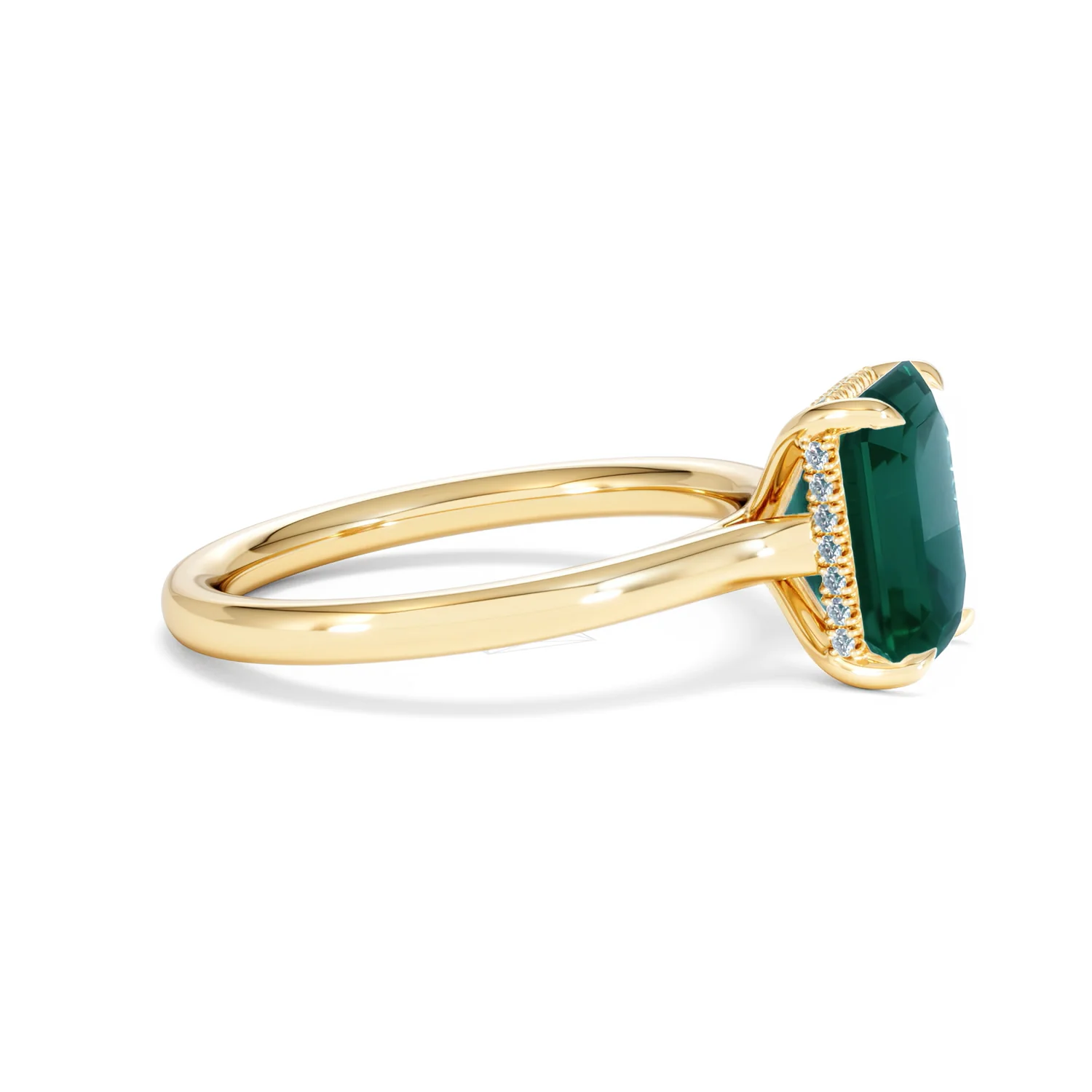 Amora Gem 2.00ct Emerald Cut Lab Emerald Hidden Halo Engagement Ring in 18K Yellow Gold - Image 25