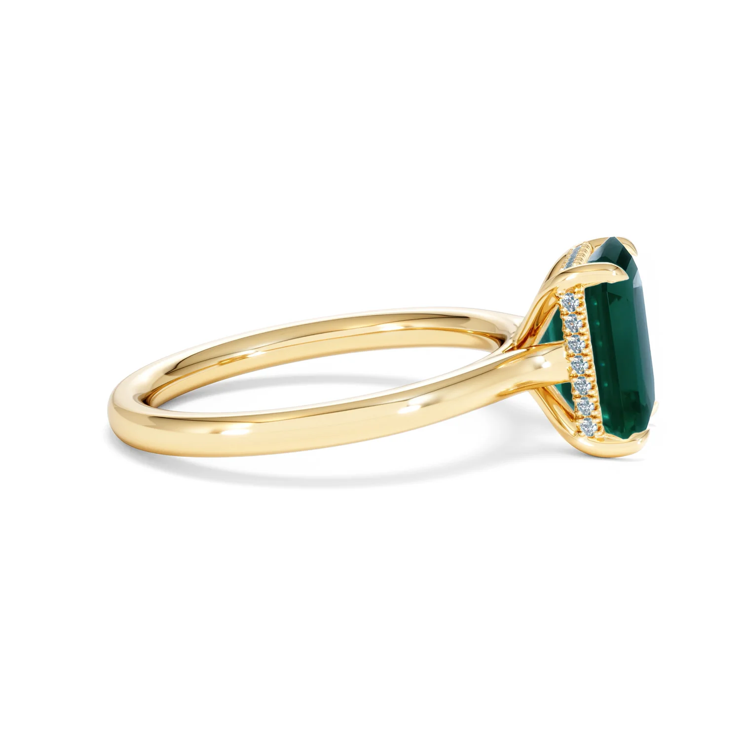 Amora Gem 2.00ct Emerald Cut Lab Emerald Hidden Halo Engagement Ring in 18K Yellow Gold - Image 27