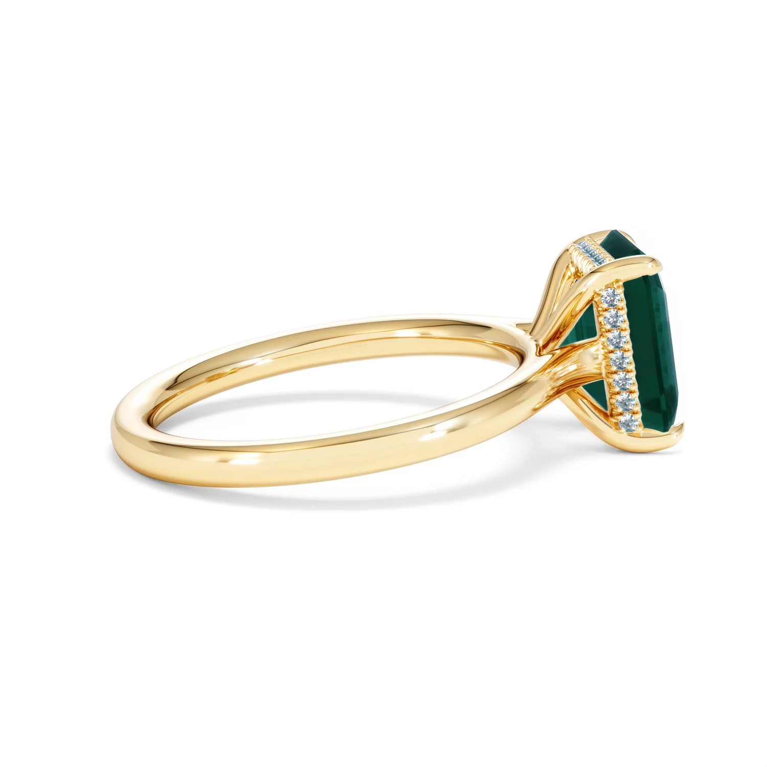Amora Gem 2.00ct Emerald Cut Lab Emerald Hidden Halo Engagement Ring in 18K Yellow Gold - Image 31