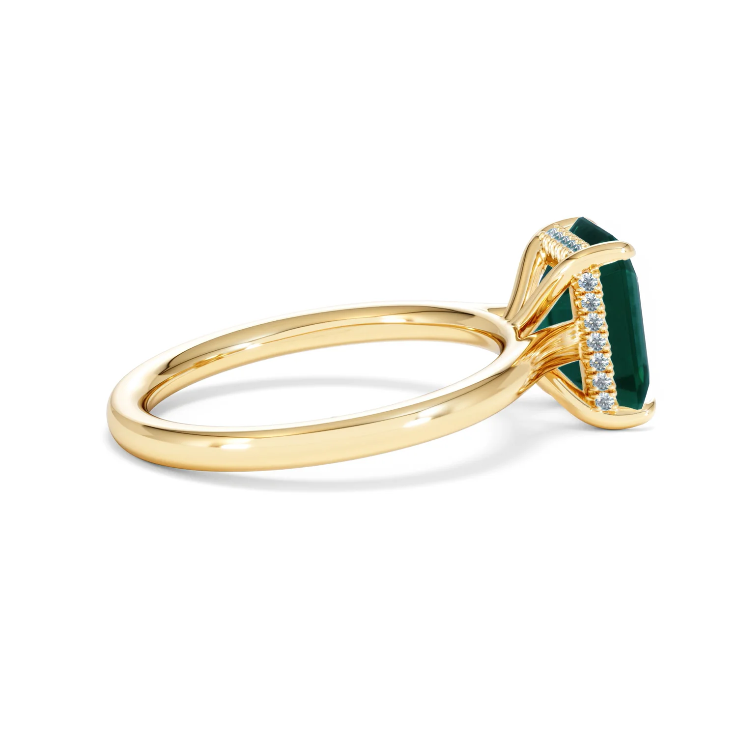 Amora Gem 2.00ct Emerald Cut Lab Emerald Hidden Halo Engagement Ring in 18K Yellow Gold - Image 32