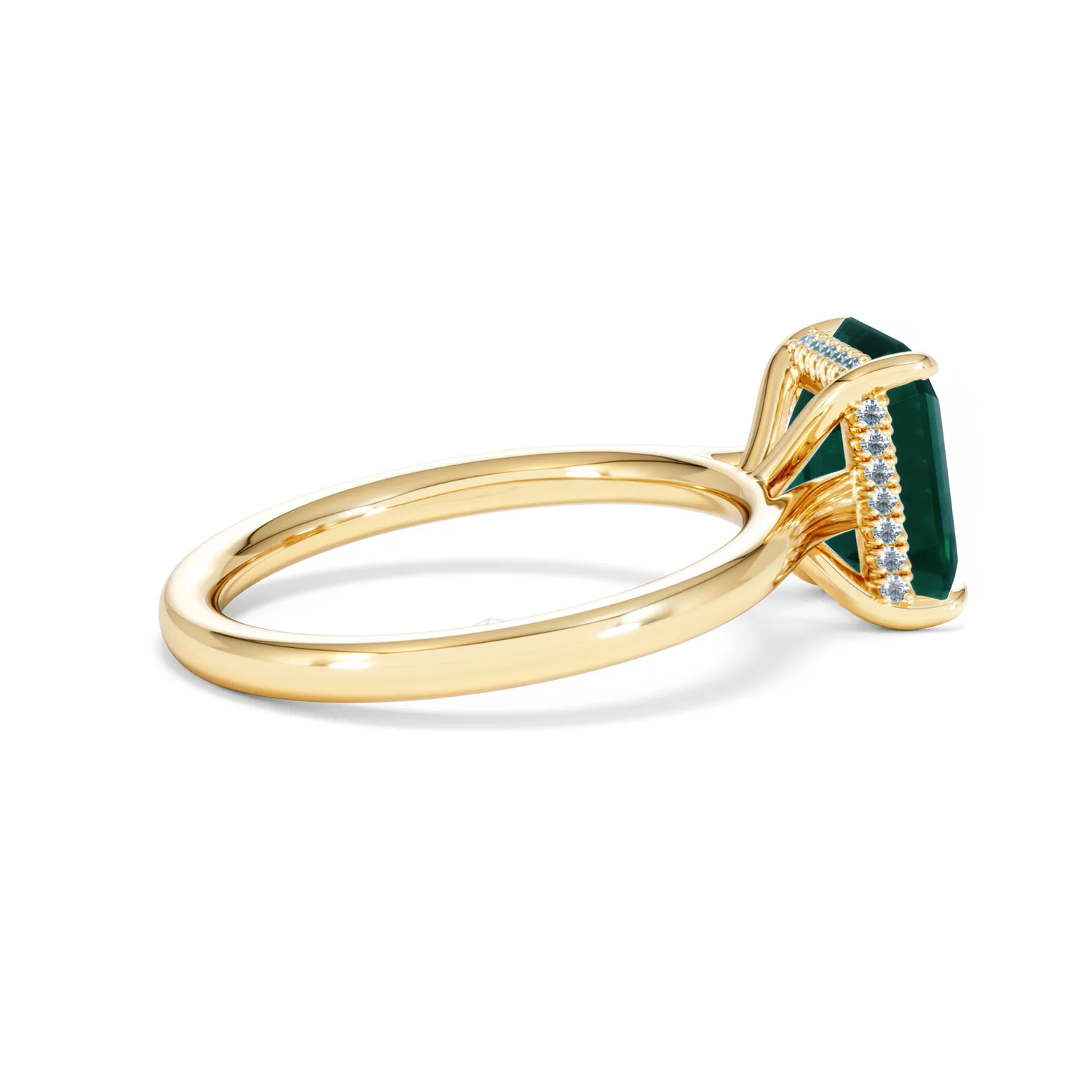 Amora Gem 2.00ct Emerald Cut Lab Emerald Hidden Halo Engagement Ring in 18K Yellow Gold - Image 33