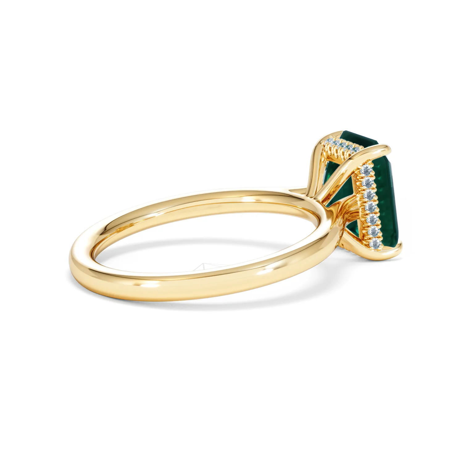 Amora Gem 2.00ct Emerald Cut Lab Emerald Hidden Halo Engagement Ring in 18K Yellow Gold - Image 35