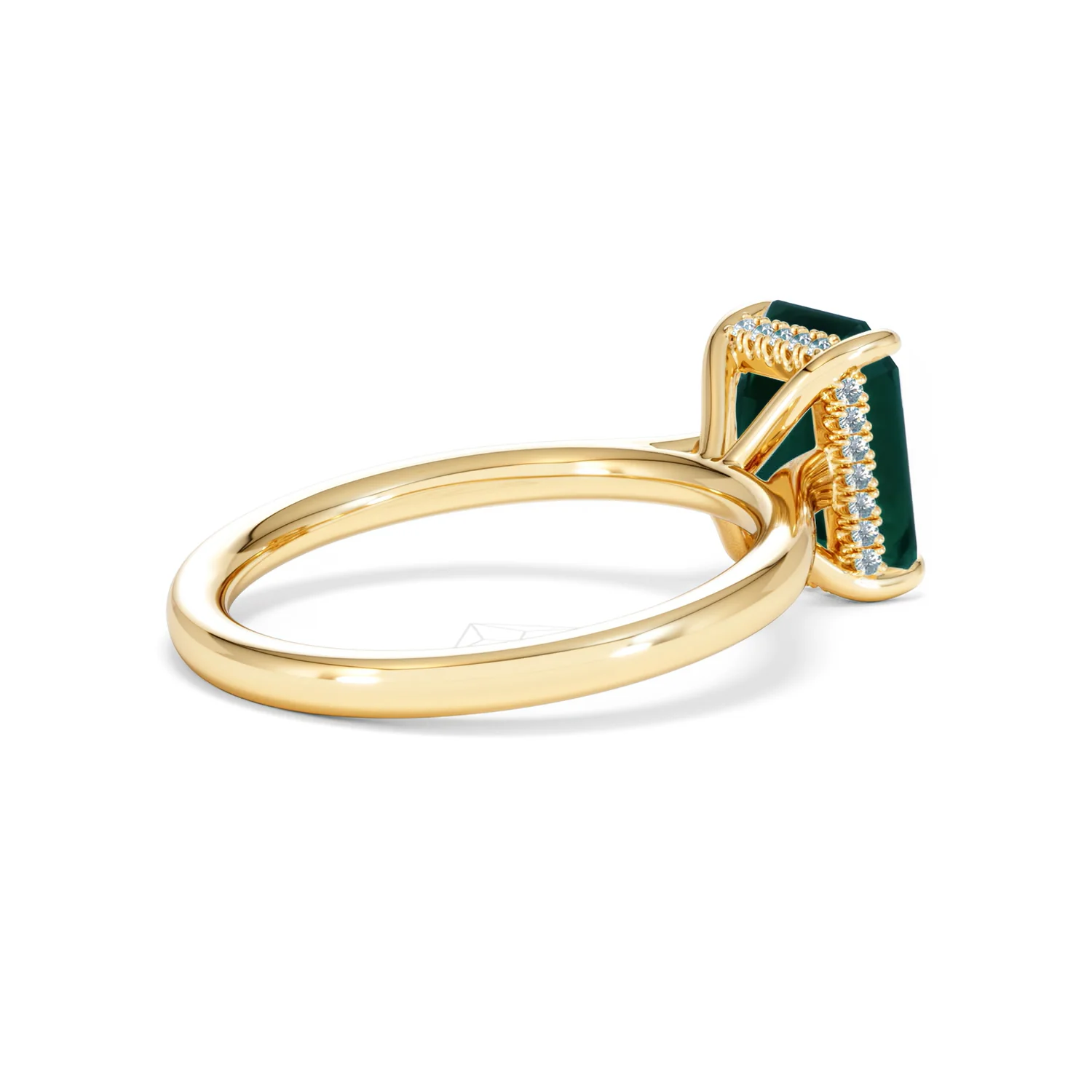 Amora Gem 2.00ct Emerald Cut Lab Emerald Hidden Halo Engagement Ring in 18K Yellow Gold - Image 37