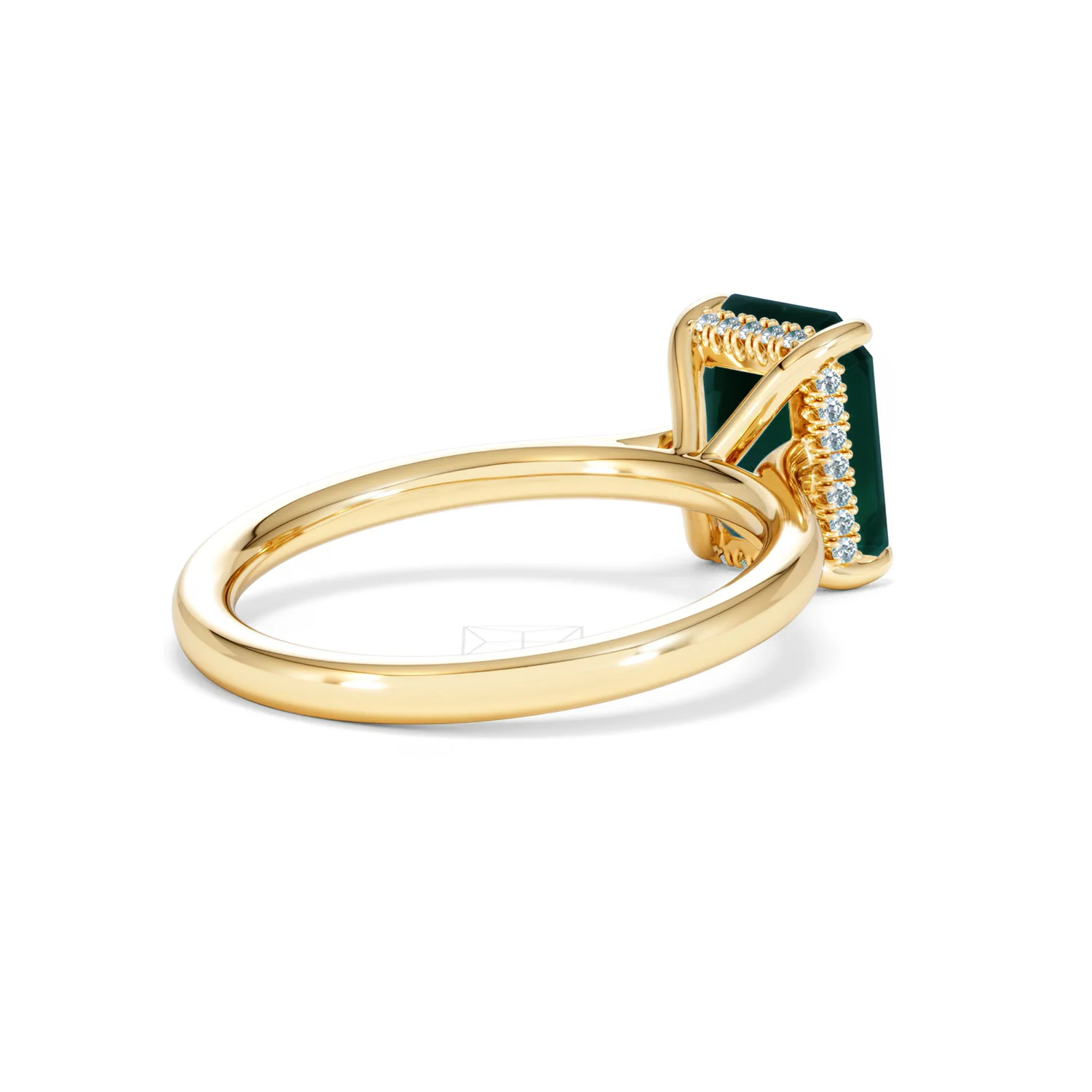Amora Gem 2.00ct Emerald Cut Lab Emerald Hidden Halo Engagement Ring in 18K Yellow Gold - Image 39