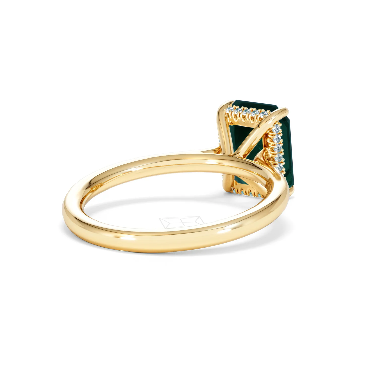 Amora Gem 2.00ct Emerald Cut Lab Emerald Hidden Halo Engagement Ring in 18K Yellow Gold - Image 41