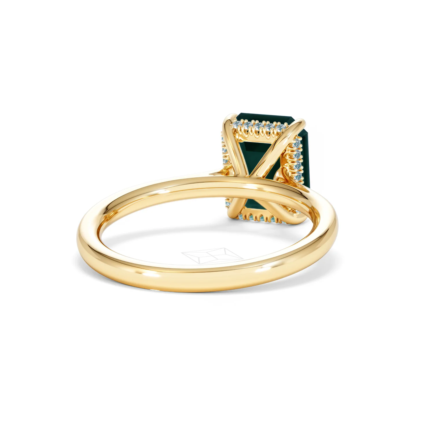 Amora Gem 2.00ct Emerald Cut Lab Emerald Hidden Halo Engagement Ring in 18K Yellow Gold - Image 44