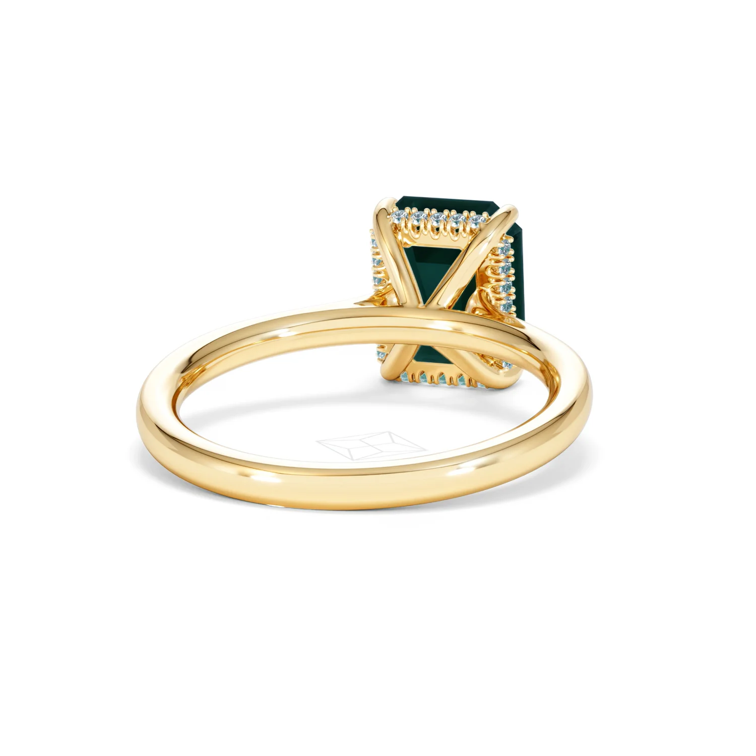 Amora Gem 2.00ct Emerald Cut Lab Emerald Hidden Halo Engagement Ring in 18K Yellow Gold - Image 45