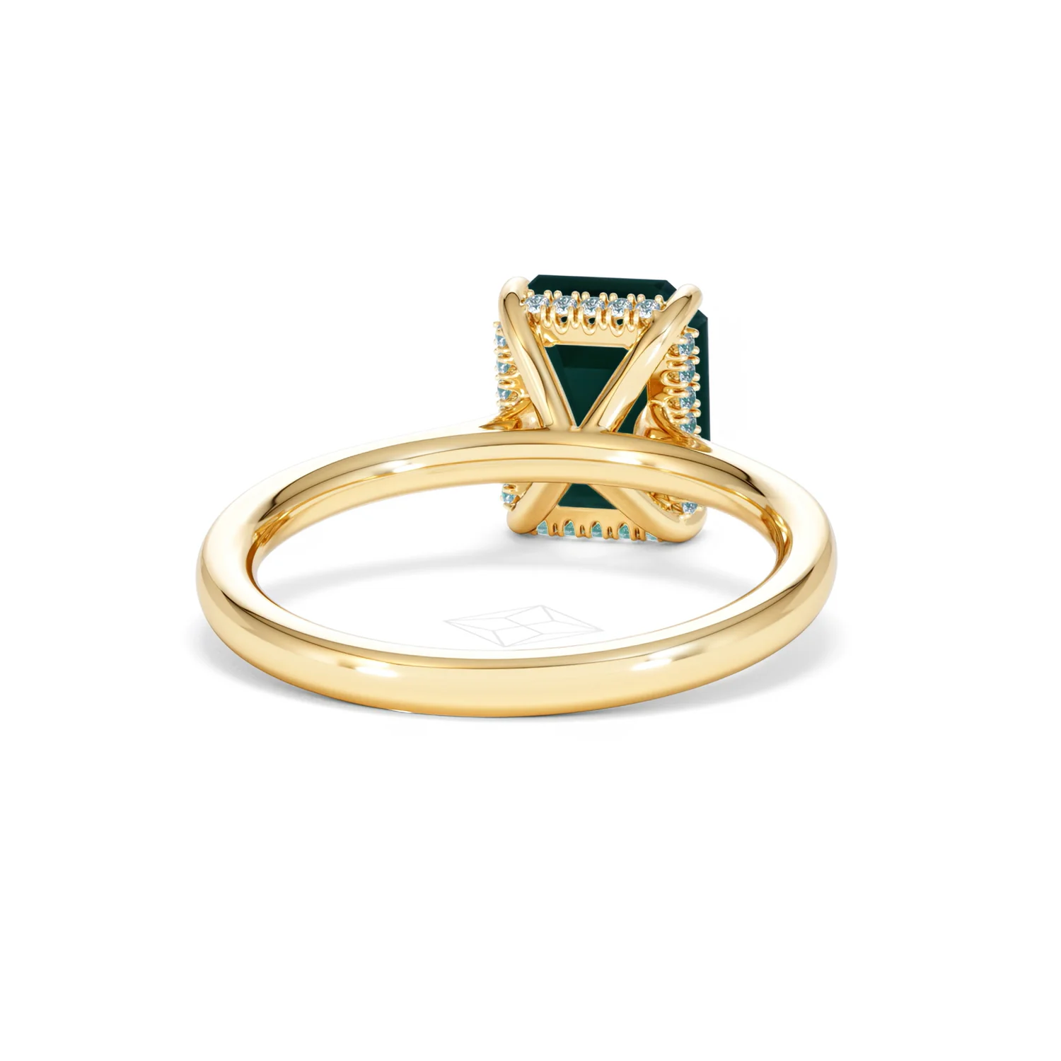Amora Gem 2.00ct Emerald Cut Lab Emerald Hidden Halo Engagement Ring in 18K Yellow Gold - Image 46