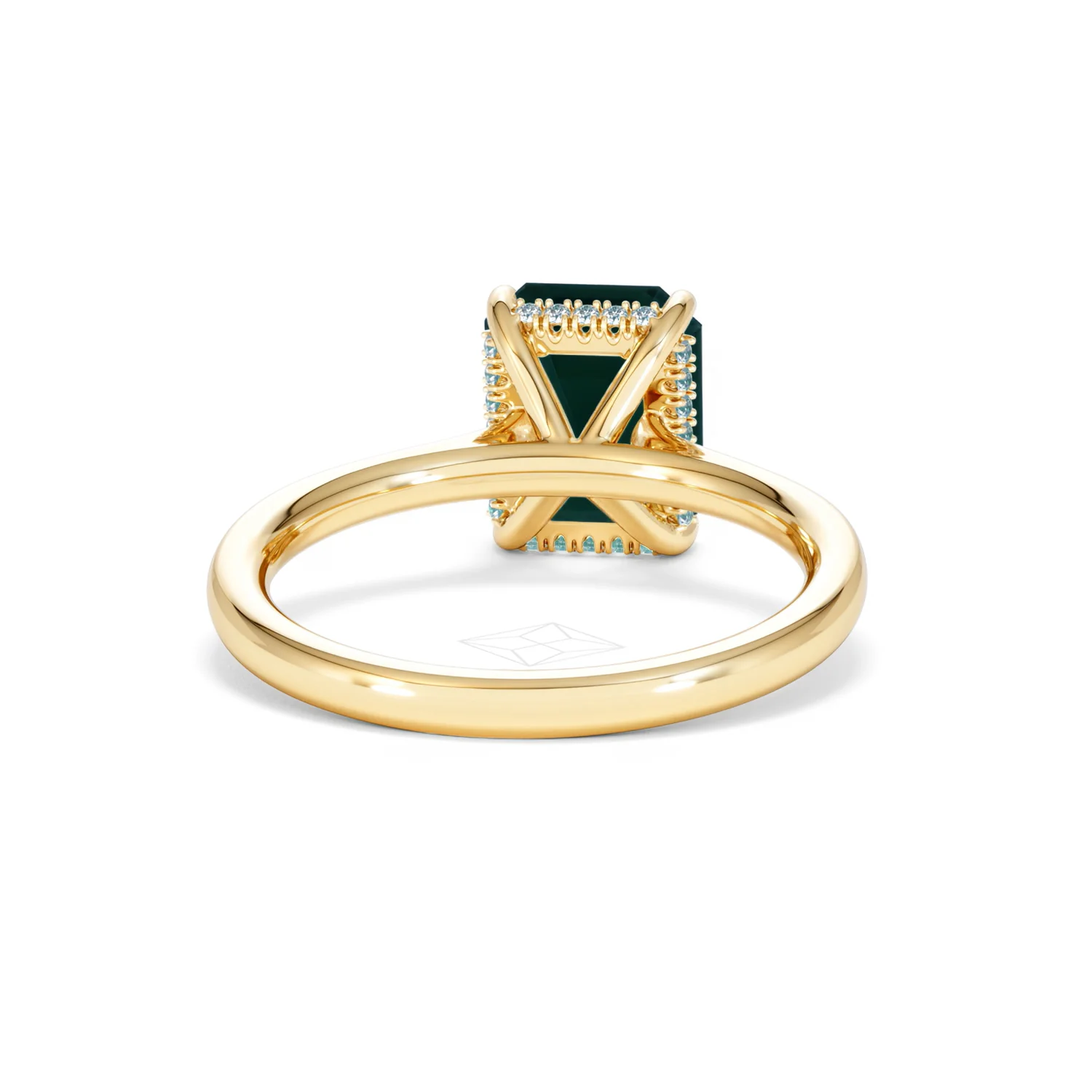 Amora Gem 2.00ct Emerald Cut Lab Emerald Hidden Halo Engagement Ring in 18K Yellow Gold - Image 47
