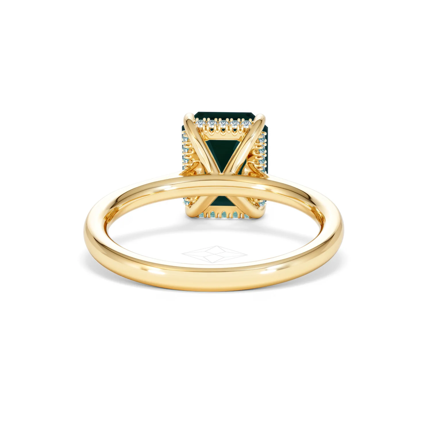 Amora Gem 2.00ct Emerald Cut Lab Emerald Hidden Halo Engagement Ring in 18K Yellow Gold - Image 48