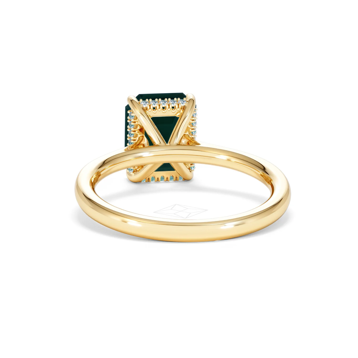 Amora Gem 2.00ct Emerald Cut Lab Emerald Hidden Halo Engagement Ring in 18K Yellow Gold - Image 51