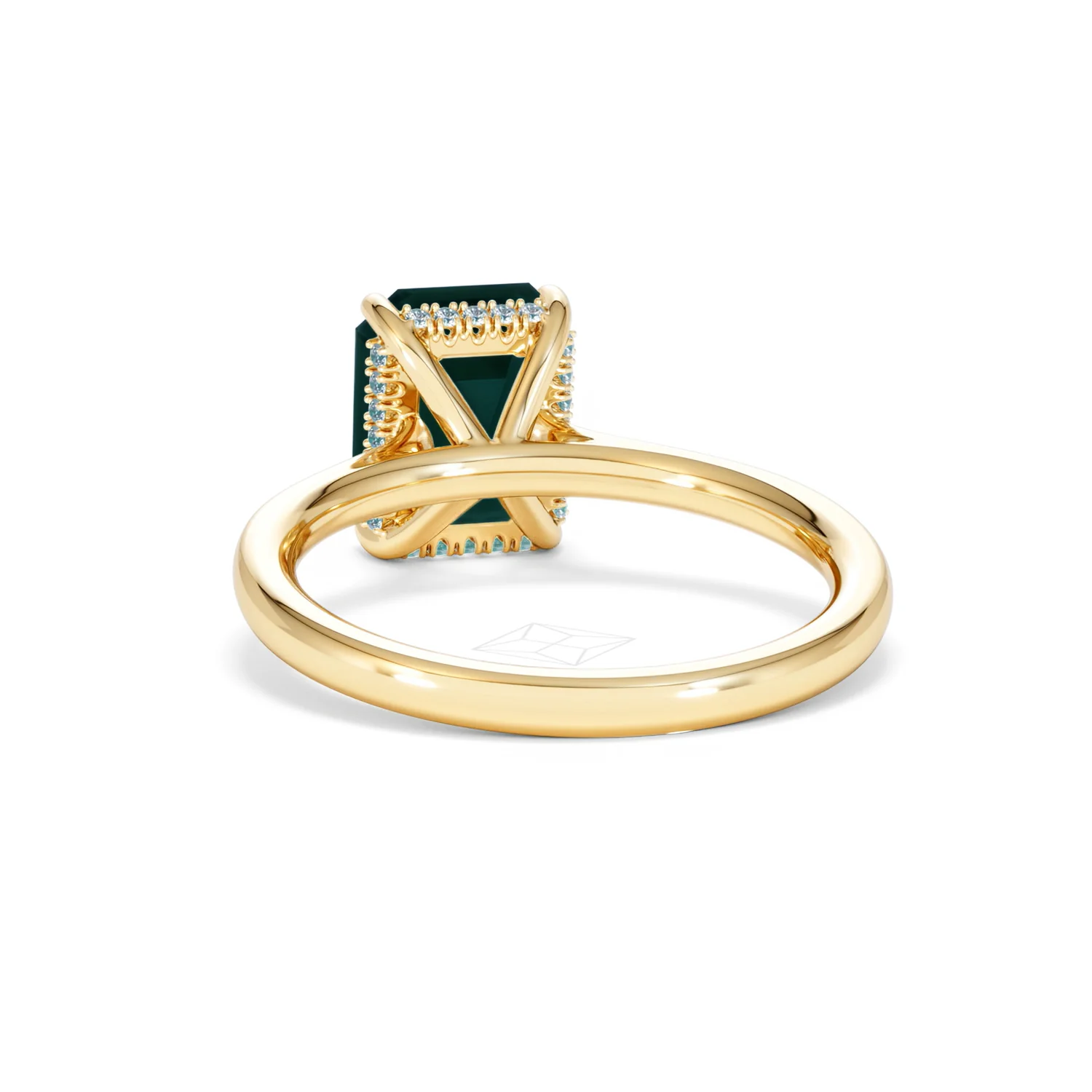 Amora Gem 2.00ct Emerald Cut Lab Emerald Hidden Halo Engagement Ring in 18K Yellow Gold - Image 52
