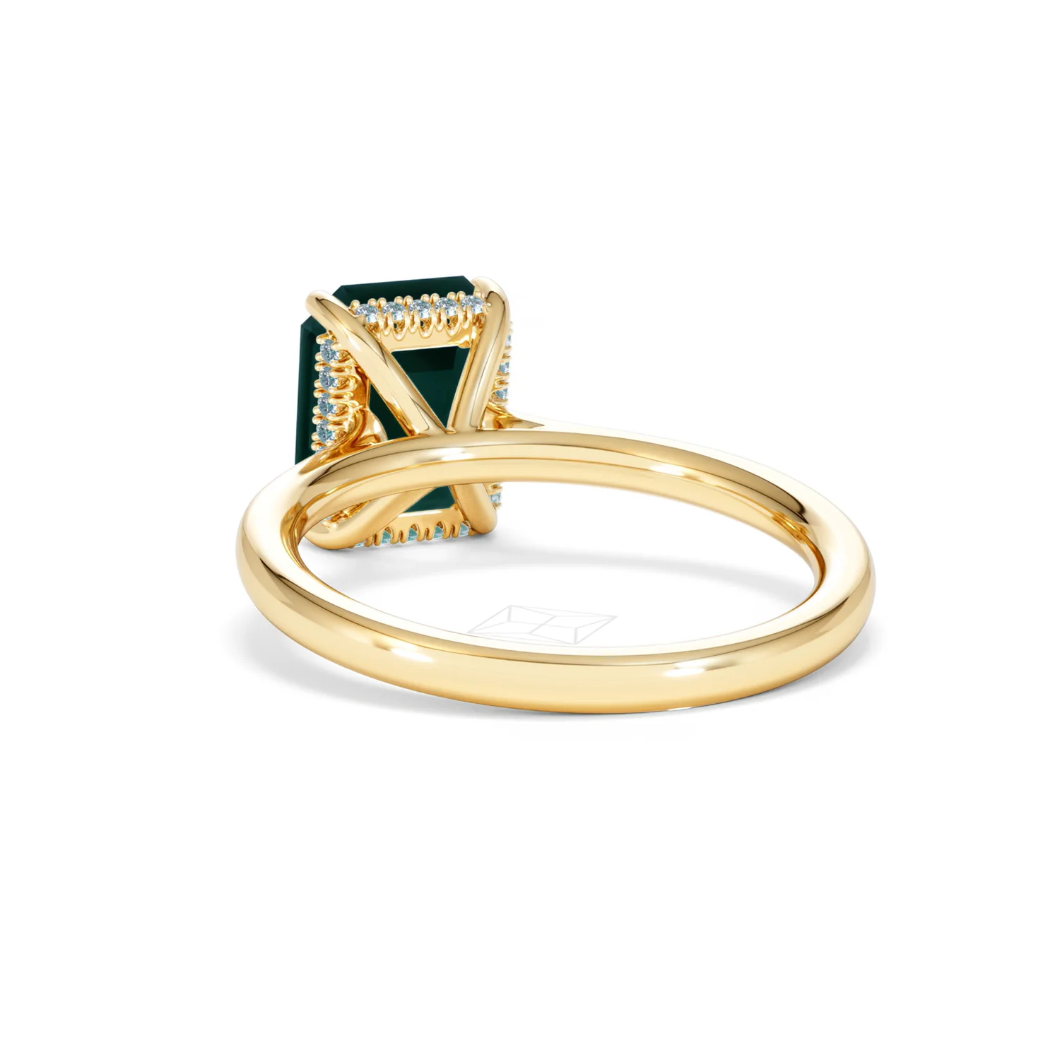 Amora Gem 2.00ct Emerald Cut Lab Emerald Hidden Halo Engagement Ring in 18K Yellow Gold - Image 54