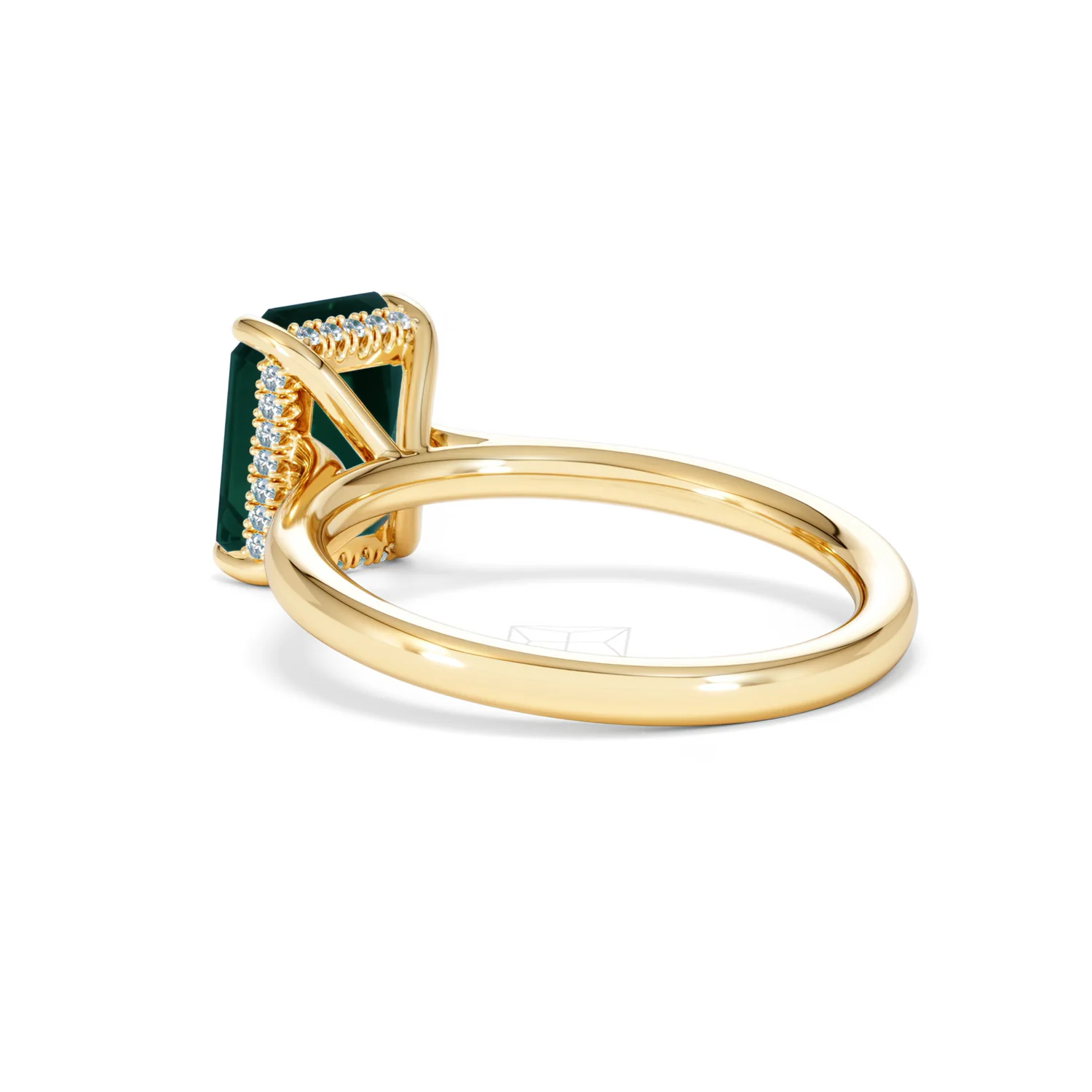 Amora Gem 2.00ct Emerald Cut Lab Emerald Hidden Halo Engagement Ring in 18K Yellow Gold - Image 58