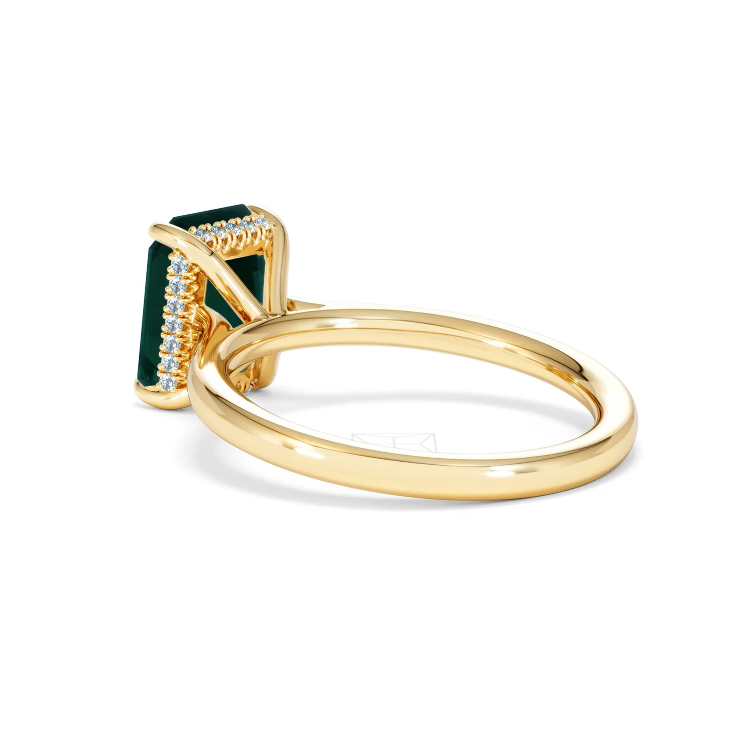 Amora Gem 2.00ct Emerald Cut Lab Emerald Hidden Halo Engagement Ring in 18K Yellow Gold - Image 59