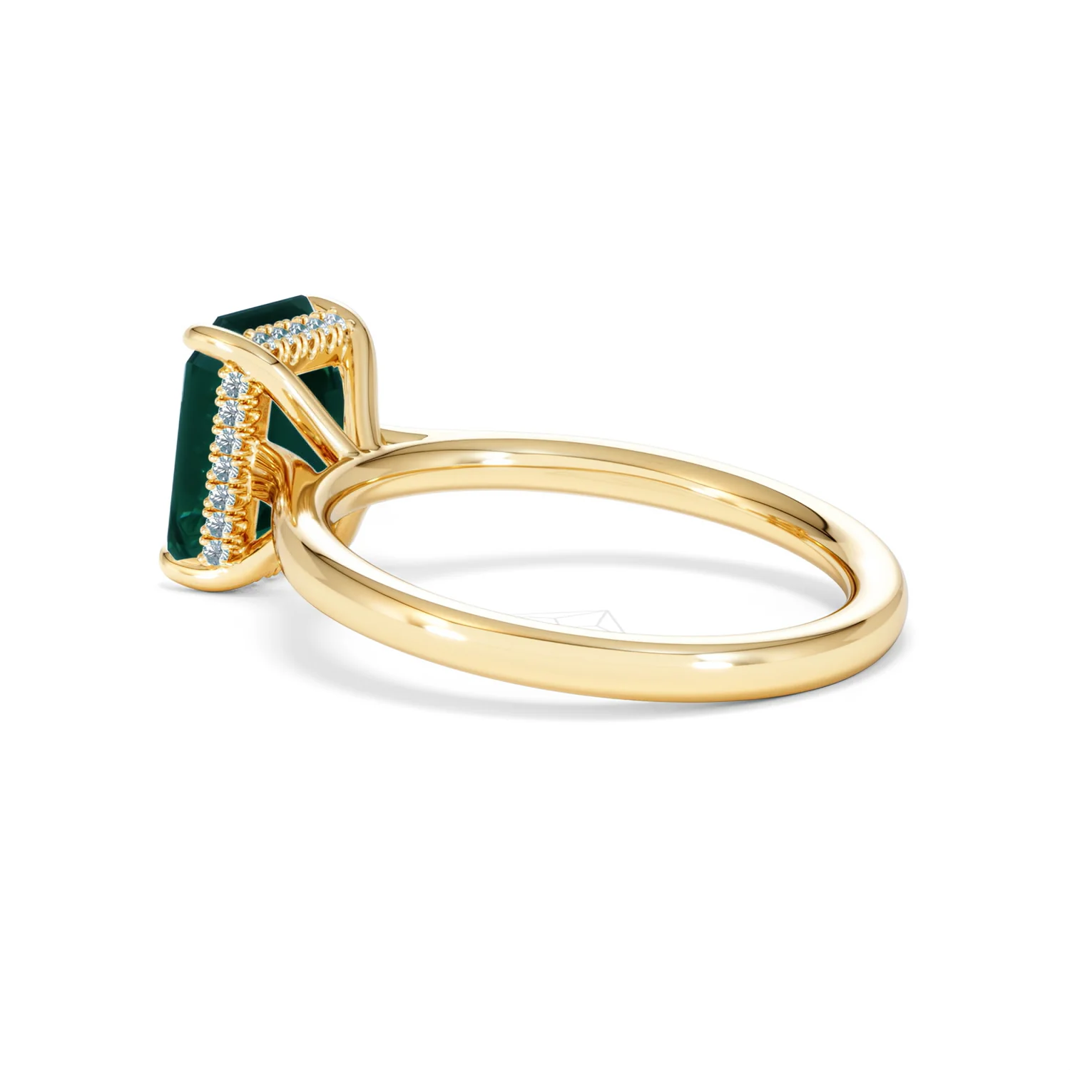 Amora Gem 2.00ct Emerald Cut Lab Emerald Hidden Halo Engagement Ring in 18K Yellow Gold - Image 61