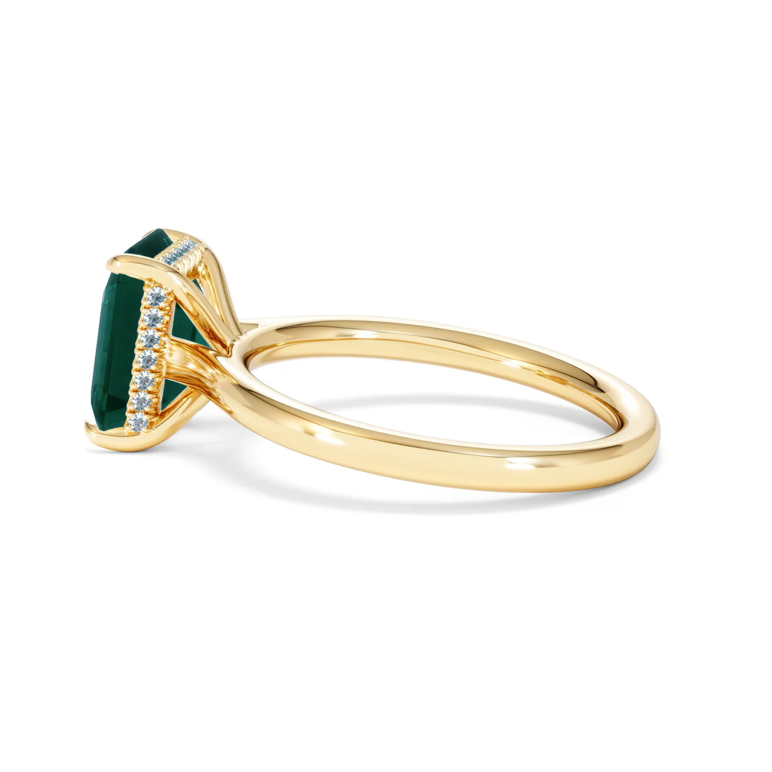 Amora Gem 2.00ct Emerald Cut Lab Emerald Hidden Halo Engagement Ring in 18K Yellow Gold - Image 66