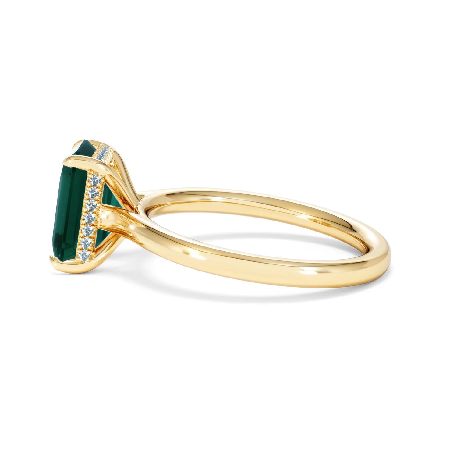 Amora Gem 2.00ct Emerald Cut Lab Emerald Hidden Halo Engagement Ring in 18K Yellow Gold - Image 68