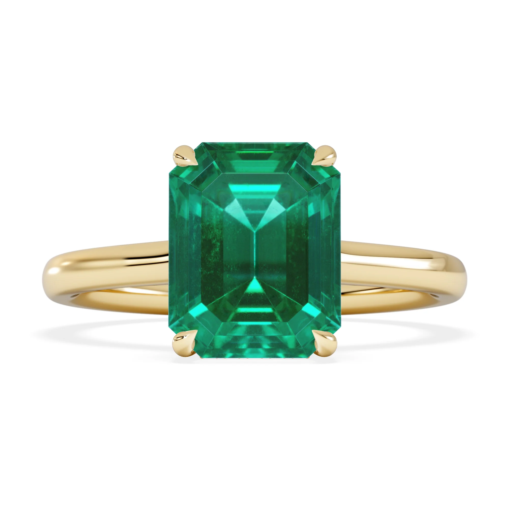 Amora Gem 2.00ct Emerald Cut Lab Emerald Hidden Halo Engagement Ring in 18K Yellow Gold - Image 7
