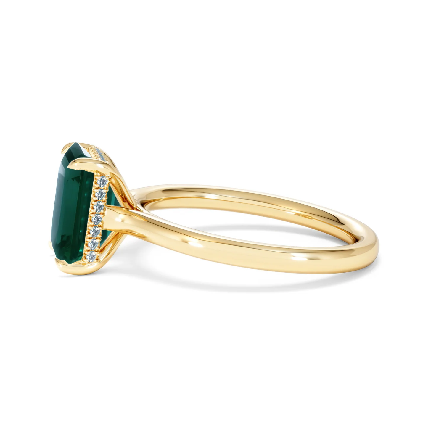 Amora Gem 2.00ct Emerald Cut Lab Emerald Hidden Halo Engagement Ring in 18K Yellow Gold - Image 71