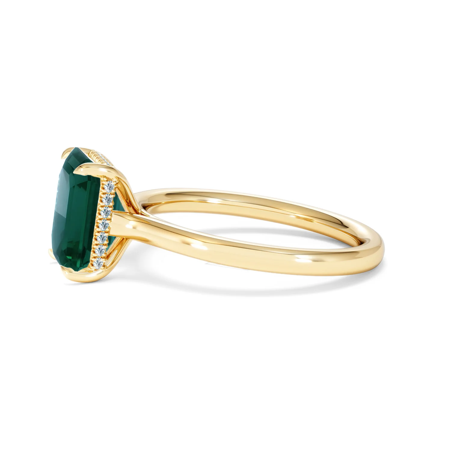Amora Gem 2.00ct Emerald Cut Lab Emerald Hidden Halo Engagement Ring in 18K Yellow Gold - Image 72