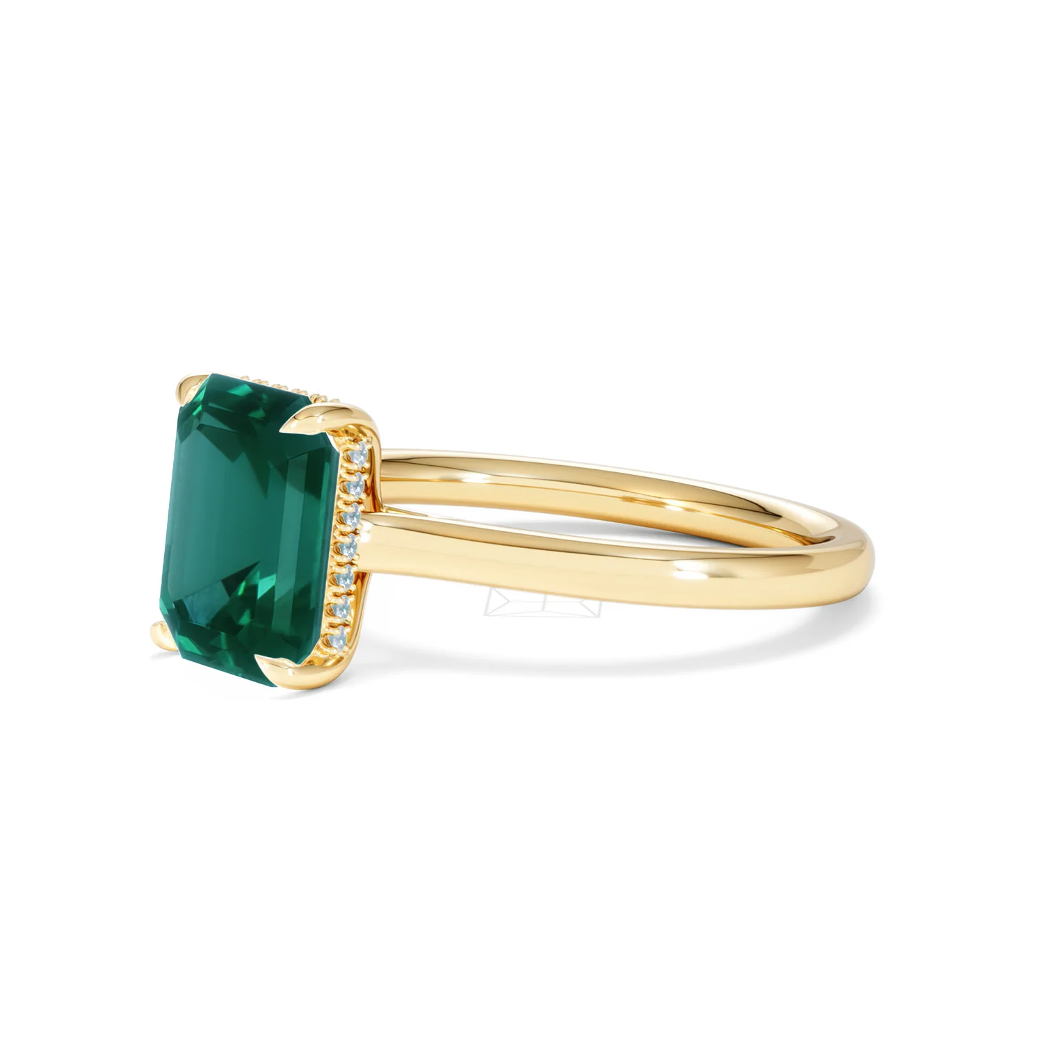 Amora Gem 2.00ct Emerald Cut Lab Emerald Hidden Halo Engagement Ring in 18K Yellow Gold - Image 78