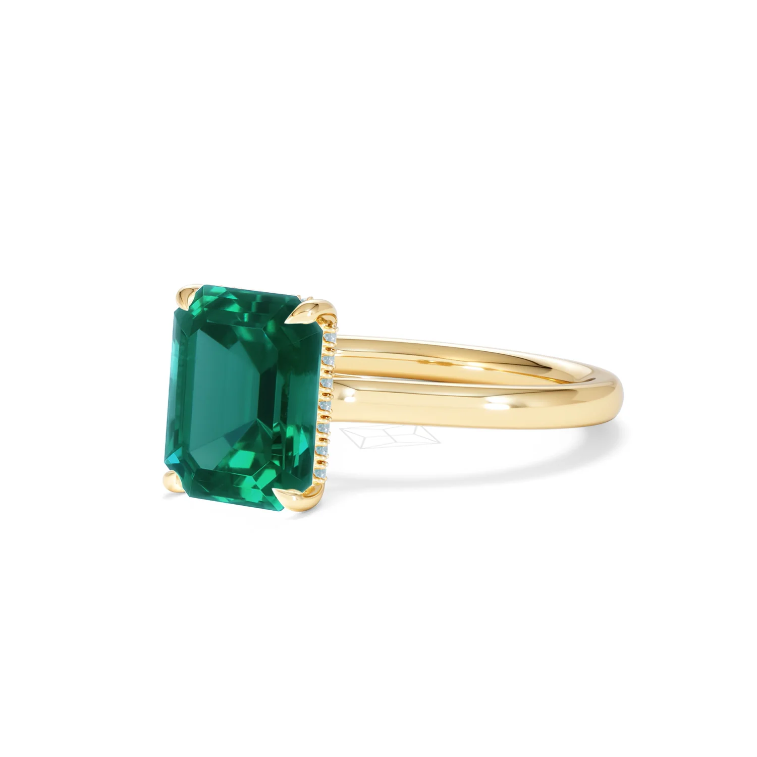 Amora Gem 2.00ct Emerald Cut Lab Emerald Hidden Halo Engagement Ring in 18K Yellow Gold - Image 82