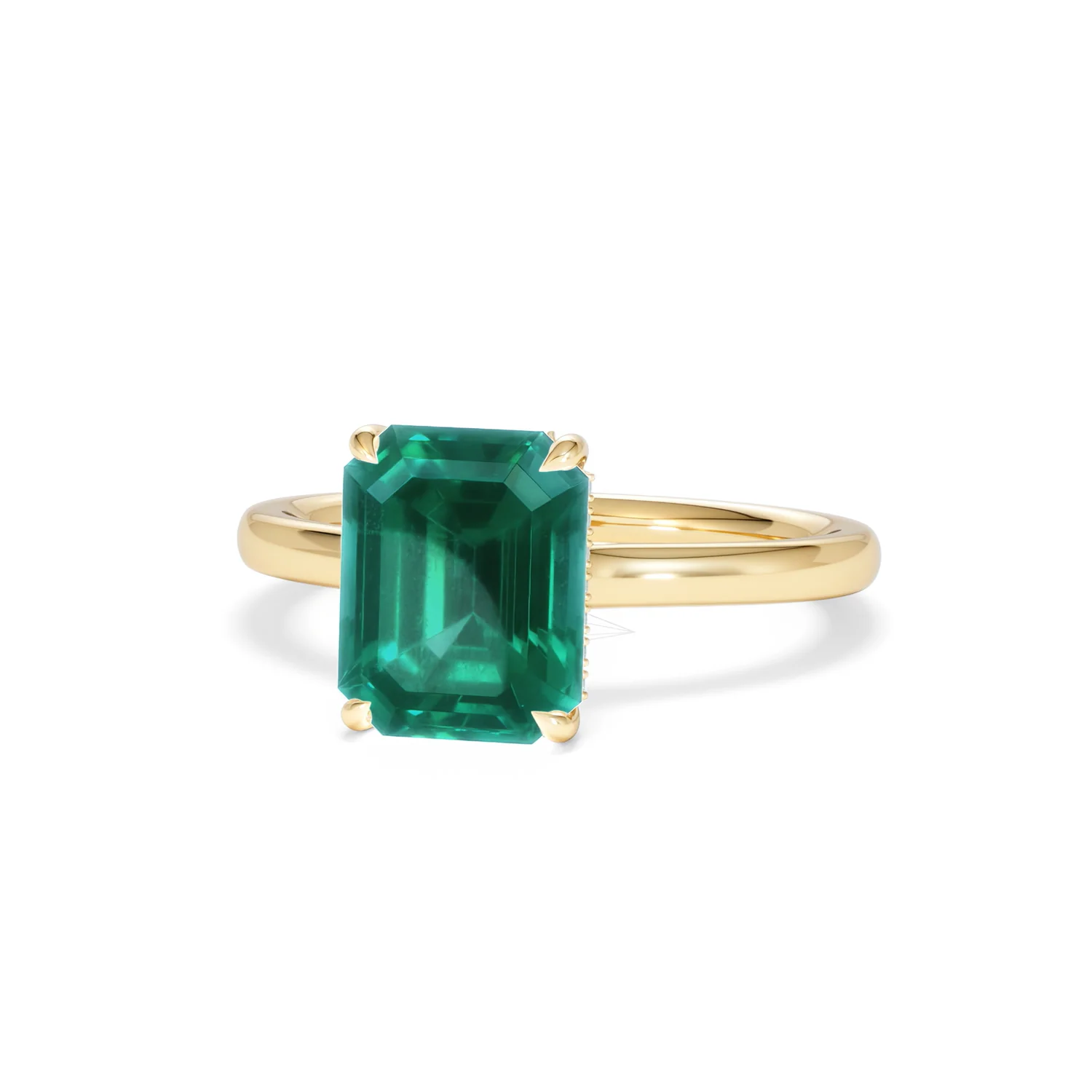 Amora Gem 2.00ct Emerald Cut Lab Emerald Hidden Halo Engagement Ring in 18K Yellow Gold - Image 86