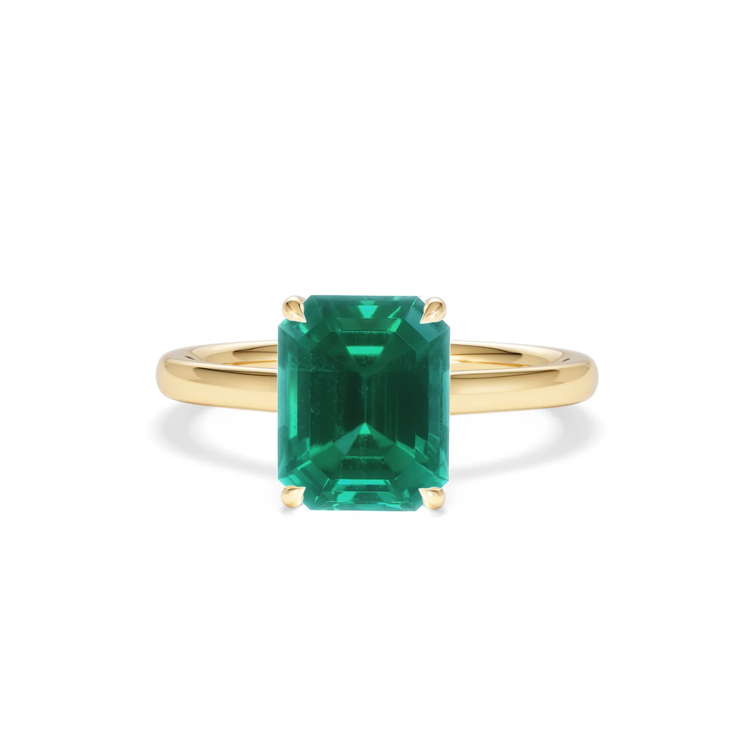 Amora Gem 2.00ct Emerald Cut Lab Emerald Hidden Halo Engagement Ring in 18K Yellow Gold - Image 88