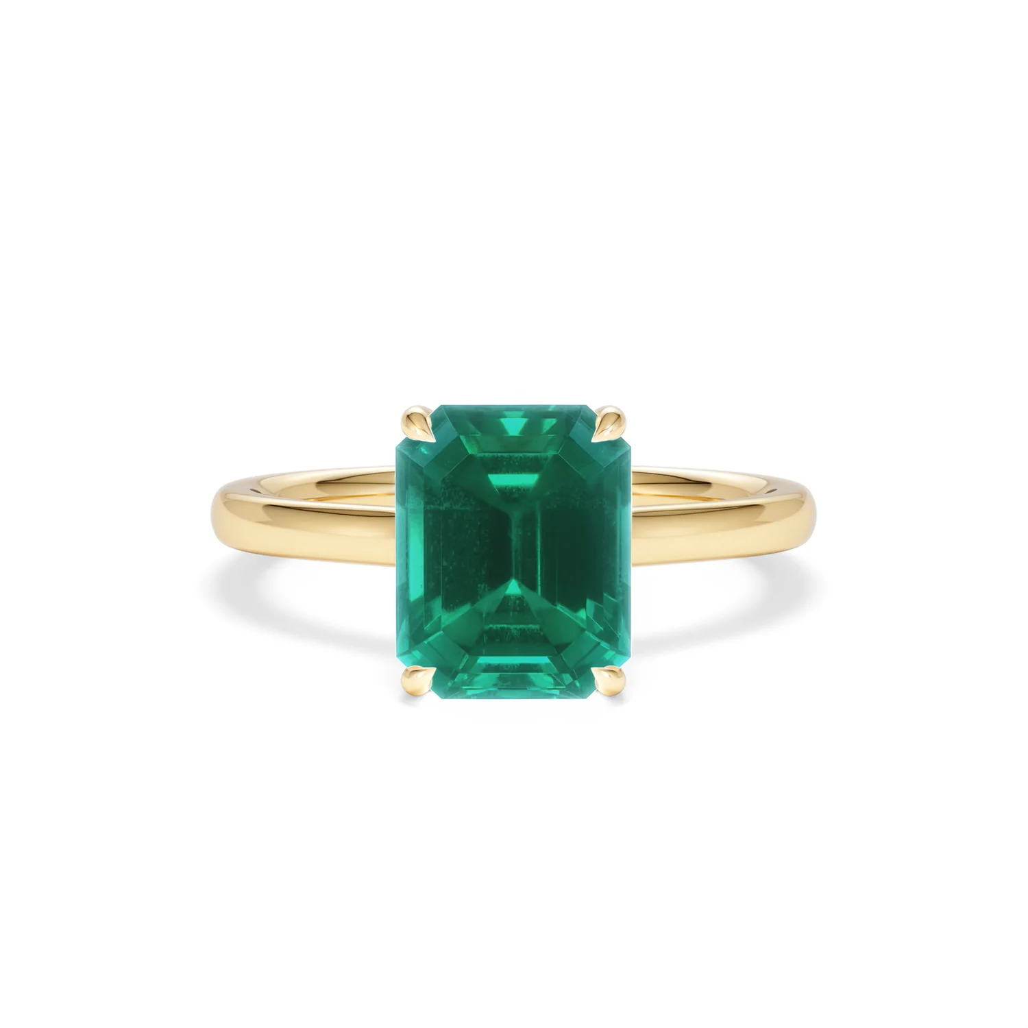 Amora Gem 2.00ct Emerald Cut Lab Emerald Hidden Halo Engagement Ring in 18K Yellow Gold - Image 9
