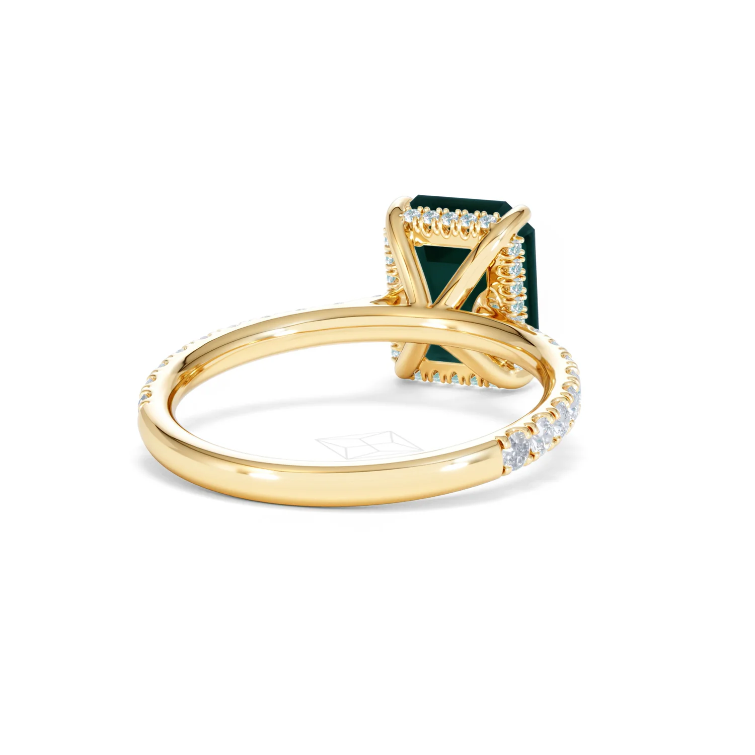 Amora Gem 2.00ct Emerald Cut Lab Emerald Hidden Halo Engagement Ring with Side Stones in 18K Yellow Gold - Image 44