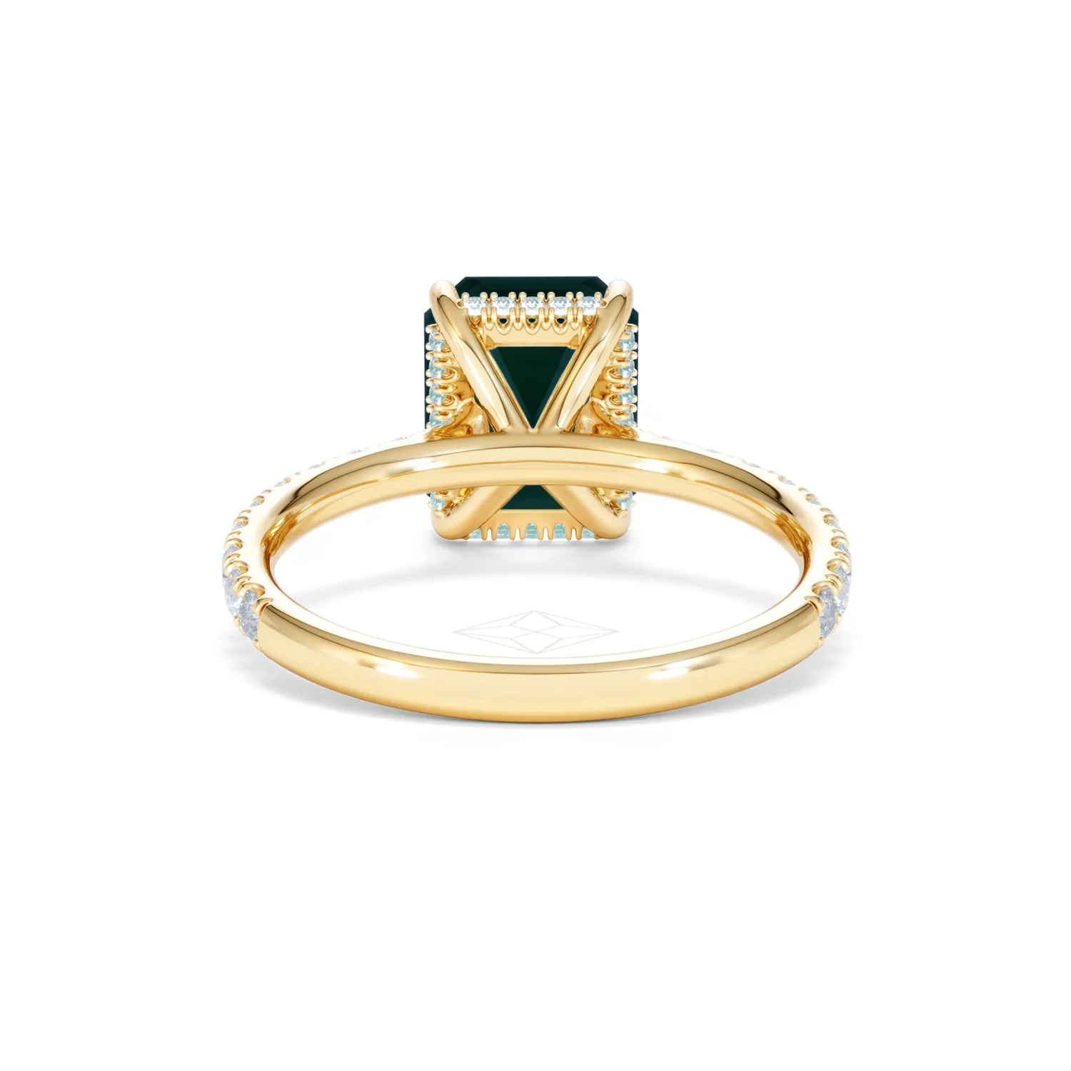 Amora Gem 2.00ct Emerald Cut Lab Emerald Hidden Halo Engagement Ring with Side Stones in 18K Yellow Gold - Image 49