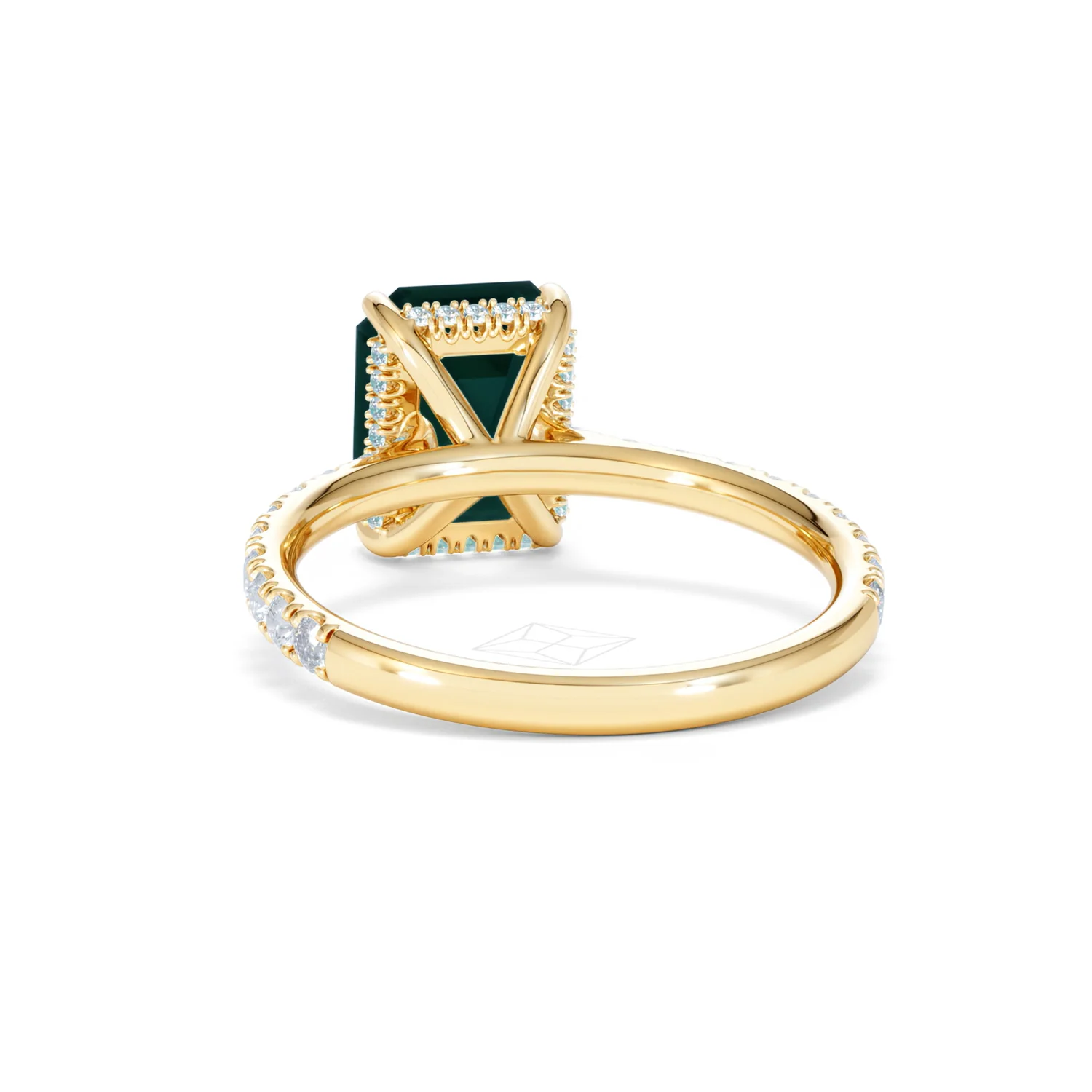 Amora Gem 2.00ct Emerald Cut Lab Emerald Hidden Halo Engagement Ring with Side Stones in 18K Yellow Gold - Image 52