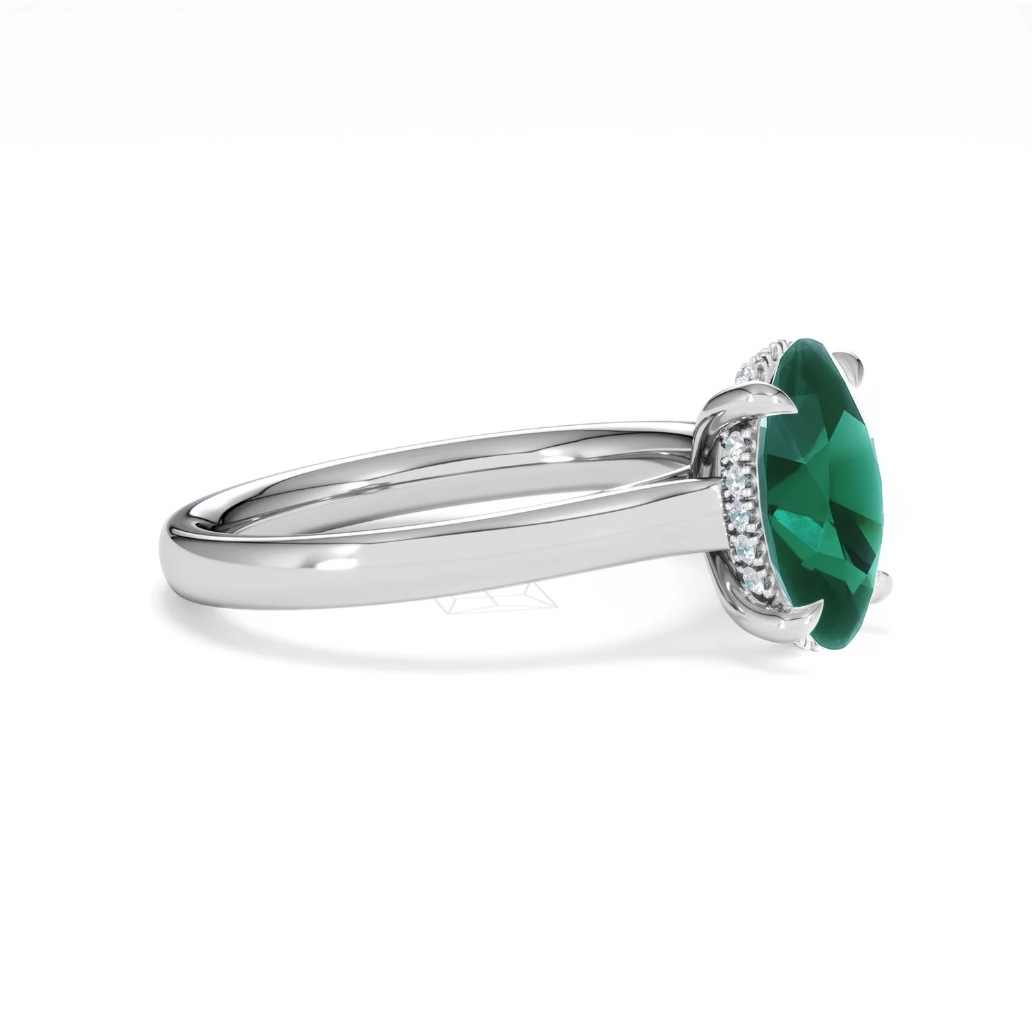 Amora Gem 2.00ct Oval Cut Lab Emerald Hidden Halo Engagement Ring in 18K White Gold - Image 21