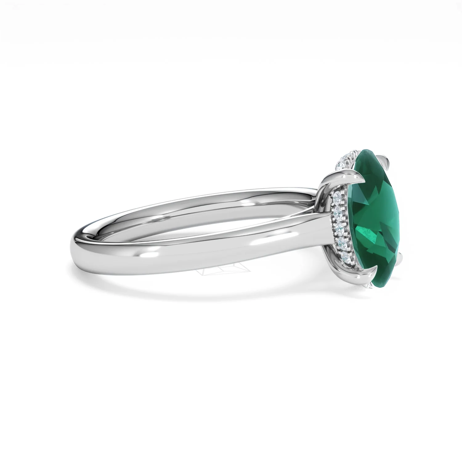 Amora Gem 2.00ct Oval Cut Lab Emerald Hidden Halo Engagement Ring in 18K White Gold - Image 22